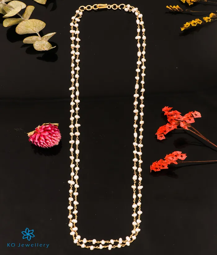 Necklaces Silversmith The Iravat Silver Pearl Necklace 2 layers