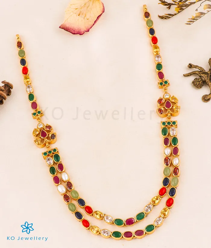 Necklaces The Advi Silver Navratna Two Layer Necklace Silversmith