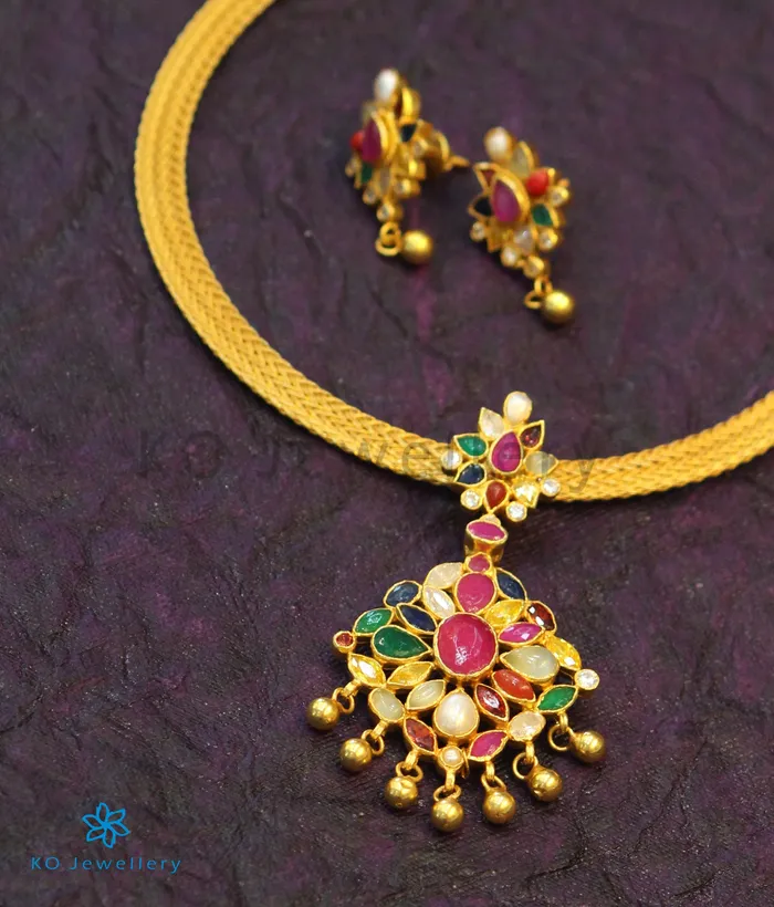 Necklaces The Aham Silver Navaratna Necklace Silversmith