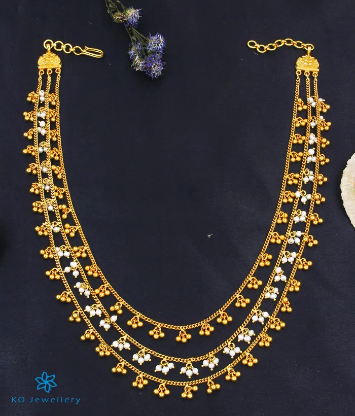 Necklaces The Jhilmil Silver Layered Pearl Necklace 3 layers Silversmith