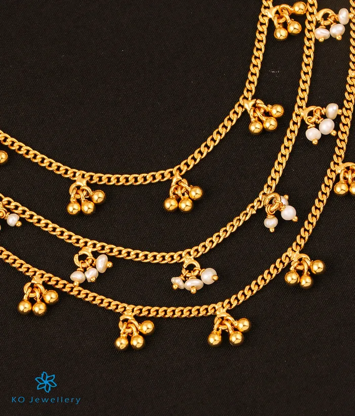 Necklaces The Jhilmil Silver Layered Pearl Necklace 3 layers Silversmith
