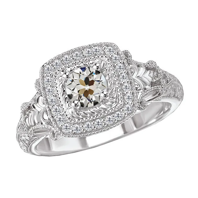 Old European Halo Filigree Antique Style Earth Mined Diamond Ring 2 Carats HarryChadEntcom Rings
