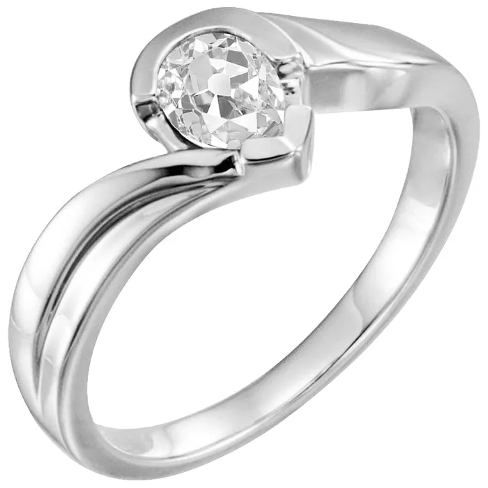 Pear Mined Diamond Old Cut Solitaire Ring White Gold 2 Carats HarryChadEntcom Rings