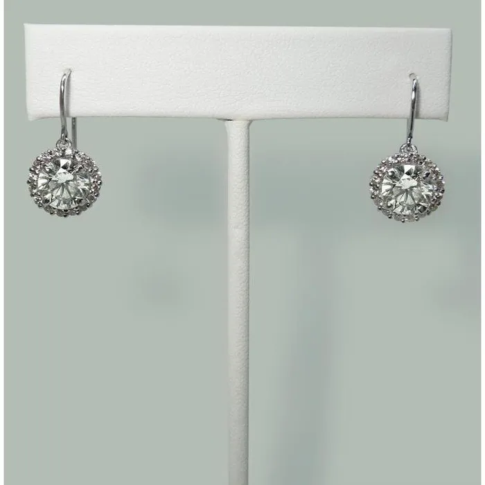 Real Natural Earth Mined Diamond Shepherd Hook Dangle Halo Earrings 502 Carats White Gold 14K GB Earrings