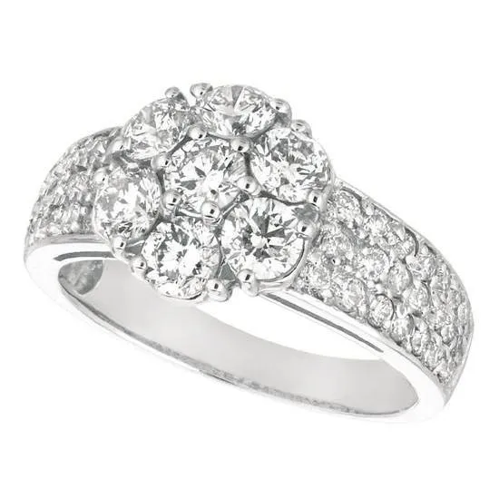 Rings 202 Carat Round Natural Earth Mined Diamond Flower Style White Gold Anniversary Ring GB Rings 202 Carat Round Natural Earth Mined Diamond Flower Style White Gold Anniversary Ring GB