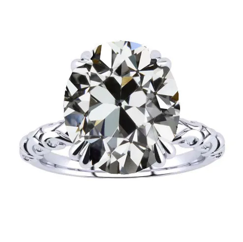 Rings 7 Carats Oval Big Old Mine Cut Lab Grown Diamond Solitaire Ring Vintage Style HarryChadEntcom