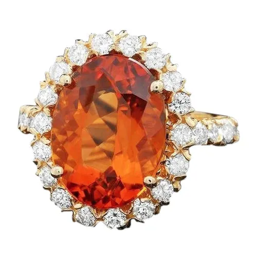 Rings Citrine And Natural Earth Mined Diamond Cocktail Ring GB