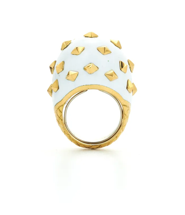 Rings David Webb Workshop Jackie Ring White Enamel