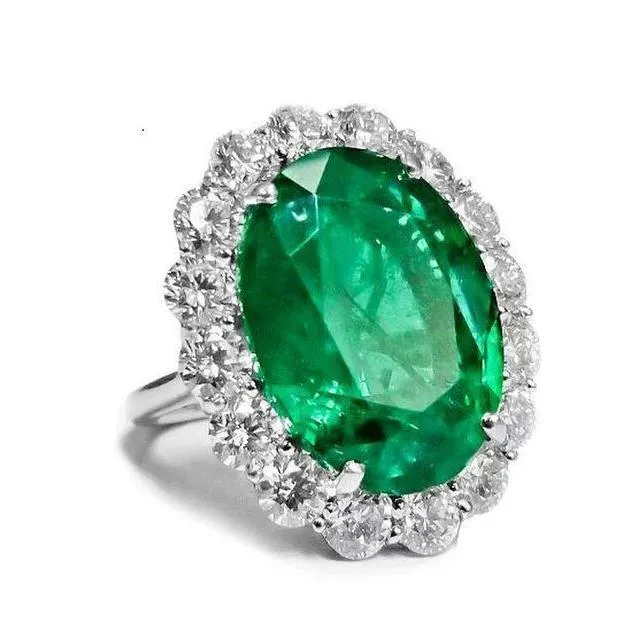 Rings GB 1275 Carats Green Tourmaline And Natural Earth Mined Diamonds Wedding Ring White Gold 14K Rings GB 1275 Carats Green Tourmaline And Natural Earth Mined Diamonds Wedding Ring White Gold 14K