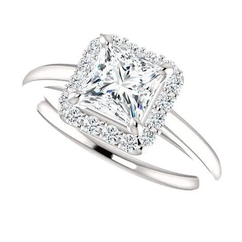 Rings GB 225 Carats Halo Princess Round Natural Earth Mined Diamond Anniversary Ring