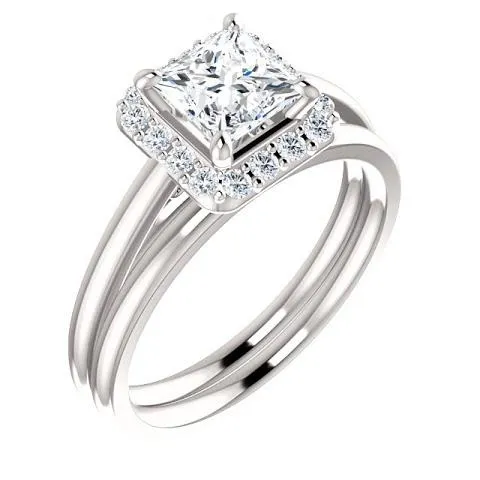 Rings GB 225 Carats Halo Princess Round Natural Earth Mined Diamond Anniversary Ring