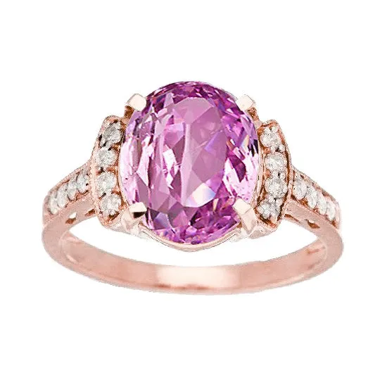 Rings GB 2075 Ct Rose Gold 14K Pink Kunzite With Natural Earth Mined Diamond Fine Ring Jewelry Rings GB 2075 Ct Rose Gold 14K Pink Kunzite With Natural Earth Mined Diamond Fine Ring Jewelry