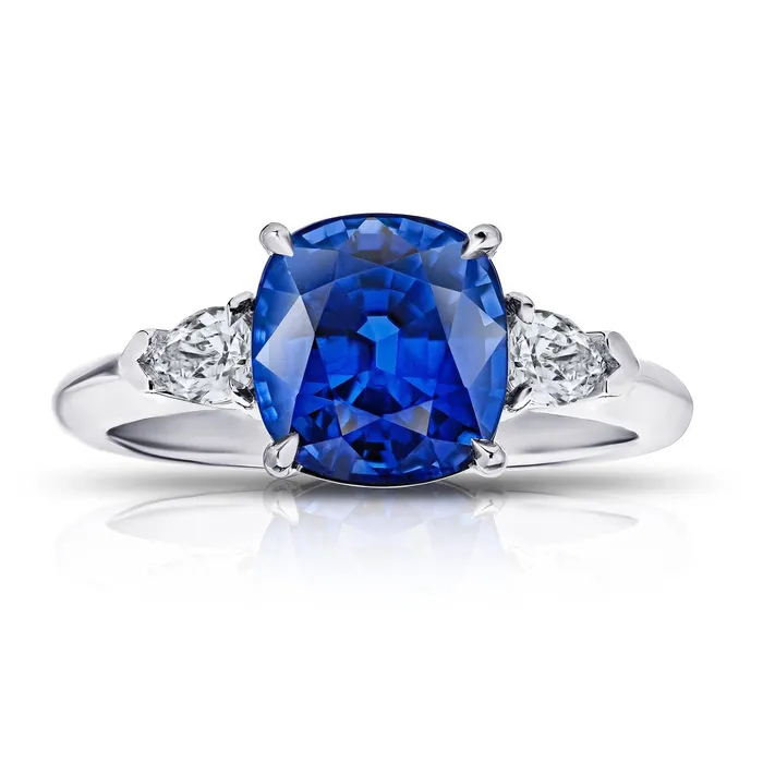 Rings GB 3 Stone Sri Lankan Sapphire Natural Earth Mined Diamond 325 Carats Ring White Gold 14K Rings GB 3 Stone Sri Lankan Sapphire Natural Earth Mined Diamond 325 Carats Ring White Gold 14K