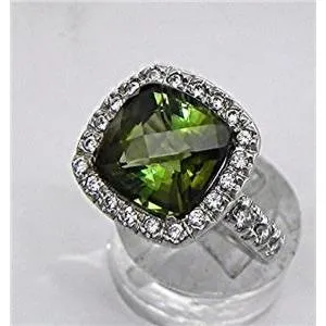 Rings GB 735 Ct Green Tourmaline Natural Earth Mined Diamond Ring Solid White Gold 14K Rings GB 735 Ct Green Tourmaline Natural Earth Mined Diamond Ring Solid White Gold 14K