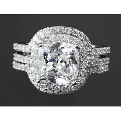 Rings GB Engagement Anniversary Ring Set 5 Carats Cushion Cut White Gold 14K Natural Earth Mined Diamond Rings GB Engagement Anniversary Ring Set 5 Carats Cushion Cut White Gold 14K Natural Earth Mined Diamond