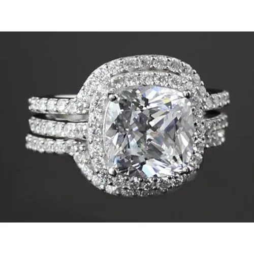 Rings GB Engagement Anniversary Ring Set 5 Carats Cushion Cut White Gold 14K Natural Earth Mined Diamond Rings GB Engagement Anniversary Ring Set 5 Carats Cushion Cut White Gold 14K Natural Earth Mined Diamond