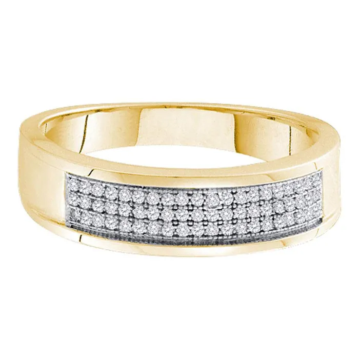 Rings GND GND 10kt Yellow Gold Mens Round Diamond Band Ring 15 Cttw S10