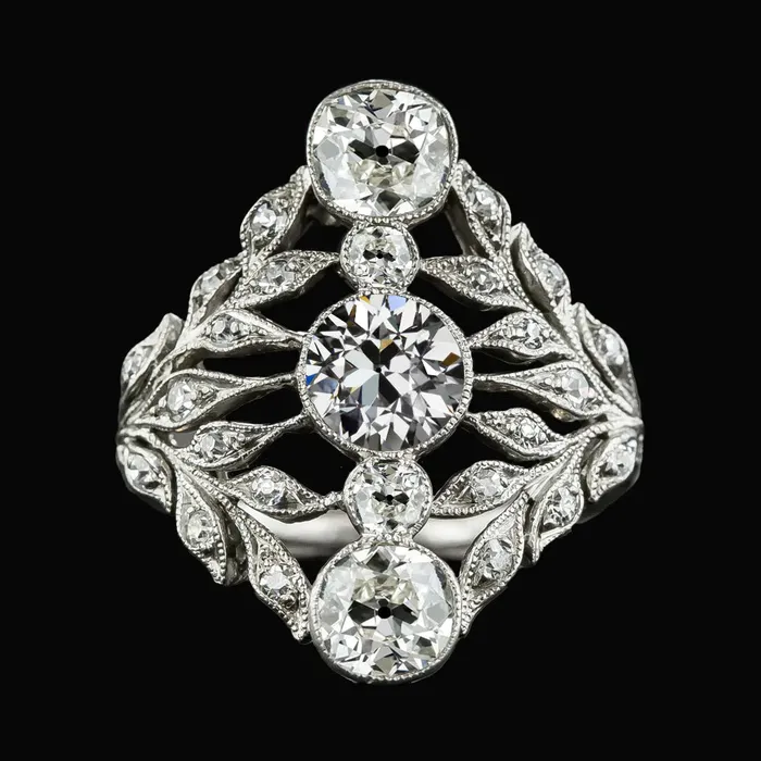 Rings HarryChadEntcom Art Nouveau Jewelry New Leaf Vintage Style Ring Old Miner Real Natural Earth Mined Diamond Rings HarryChadEntcom Art Nouveau Jewelry New Leaf Vintage Style Ring Old Miner Real Natural Earth Mined Diamond