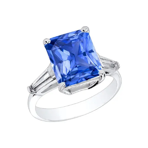 Rings HarryChadEntcom Baguette Natural Earth Mined Diamond 3 Stone Ring Radiant Light Blue Sapphire 250 Carats