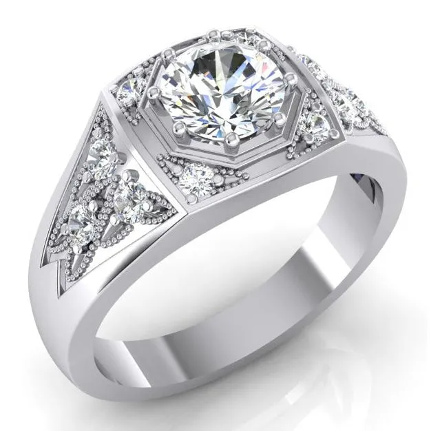 Rings HarryChadEntcom Mens Round Natural Earth Mined Diamond Ring 150 Carats Gold 14K Rings HarryChadEntcom Mens Round Natural Earth Mined Diamond Ring 150 Carats Gold 14K