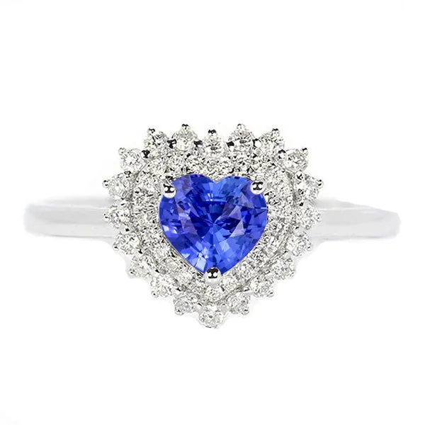 Rings HarryChadEntcom Natural Earth Mined Diamond Halo Heart Blue Sapphire Ring 3 Carat Star Style Rings HarryChadEntcom Natural Earth Mined Diamond Halo Heart Blue Sapphire Ring 3 Carat Star Style