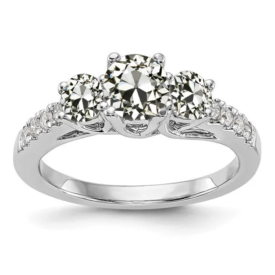 Rings HarryChadEntcom Old Mine Cut Real Natural Earth Mined Diamond Ring With Accents 3 Stone Style 450 Carats Rings HarryChadEntcom Old Mine Cut Real Natural Earth Mined Diamond Ring With Accents 3 Stone Style 450 Carats