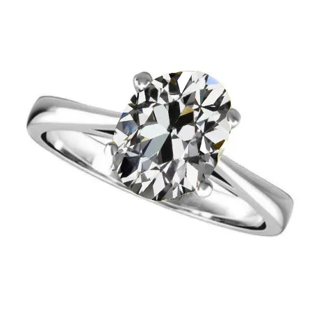 Rings HarryChadEntcom Oval Old European Mined Diamond Engagement Ring 3 Carats White Gold 14K
