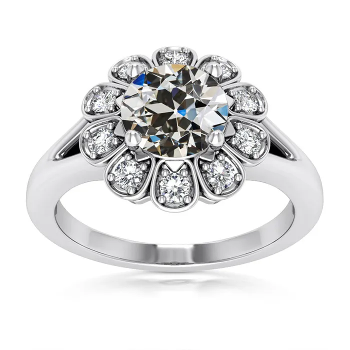 Rings HarryChadEntcom Round Old Cut Natural Earth Mined Diamond Halo Engagement Ring Flower Style 650 Carats Rings HarryChadEntcom Round Old Cut Natural Earth Mined Diamond Halo Engagement Ring Flower Style 650 Carats
