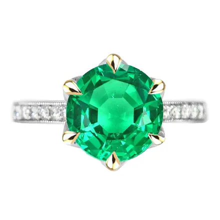 Rings HarryChadEntcom Round Solitaire Green Emerald With Accents Engagement Ring