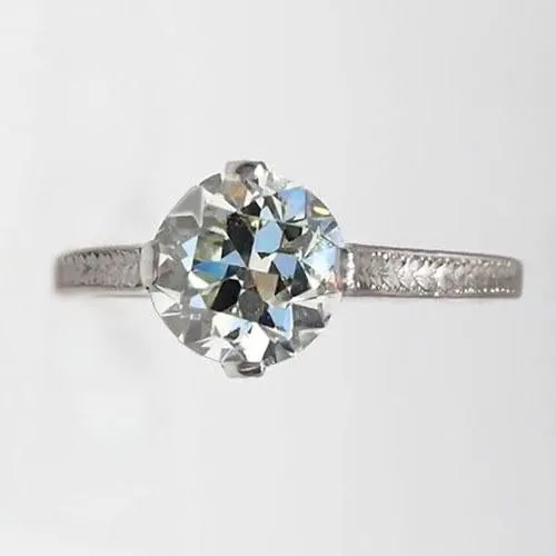 Rings HarryChadEntcom Round Solitaire Old Miner Real Natural Earth Mined Diamond Ring 2 Carats White Gold 14K
