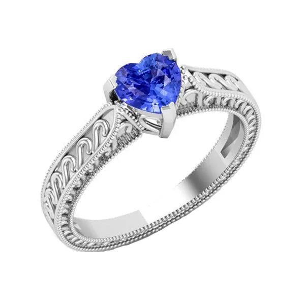 Rings HarryChadEntcom Solitaire Heart Light Blue Sapphire Ring 1 Carat Filigree Shank Gold Rings HarryChadEntcom Solitaire Heart Light Blue Sapphire Ring 1 Carat Filigree Shank Gold