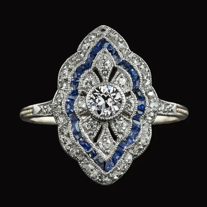 Rings HarryChadEntcom Vintage Style Old Miner Natural Earth Mined Diamond Ring Trapezoid Sapphires 350 Carats Rings HarryChadEntcom Vintage Style Old Miner Natural Earth Mined Diamond Ring Trapezoid Sapphires 350 Carats