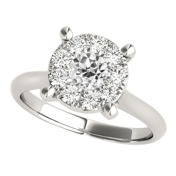 Rings HarryChadEntcom White Gold Halo Round Old Mine Cut Natural Earth Mined Diamond Ring Prong Set 3 Carats