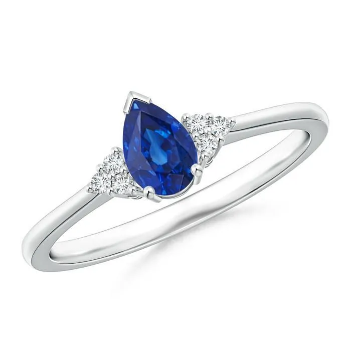 Rings Pear Round Cut Ceylon Sapphire Natural Earth Mined Diamond Ring 185 Ct White Gold 14K GB Rings Pear Round Cut Ceylon Sapphire Natural Earth Mined Diamond Ring 185 Ct White Gold 14K GB