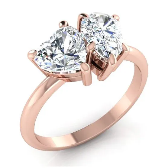 Rings Toi Et Moi Earth Mined Diamond Ring 2 Ct Rose Gold Heart Pear Cut HarryChadEntcom Rings Toi Et Moi Earth Mined Diamond Ring 2 Ct Rose Gold Heart Pear Cut HarryChadEntcom