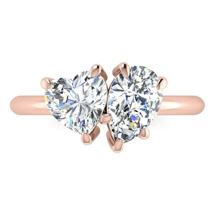 Rings Toi Et Moi Earth Mined Diamond Ring 2 Ct Rose Gold Heart Pear Cut HarryChadEntcom Rings Toi Et Moi Earth Mined Diamond Ring 2 Ct Rose Gold Heart Pear Cut HarryChadEntcom