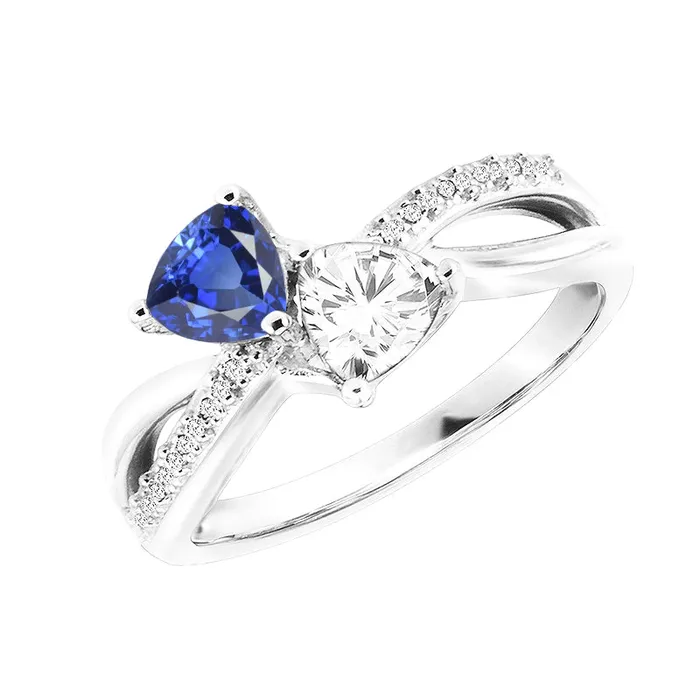 Rings Trillion Round Natural Earth Mined Diamond Ring Blue Sapphire 250 Carats Split Shank HarryChadEntcom