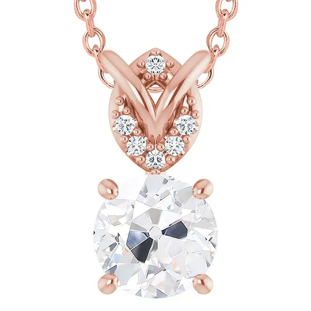 Rose Gold Jewelry Natural Earth Mined Diamond Pendant Round Old Mine Cut 5 Carats HarryChadEntcom Necklaces