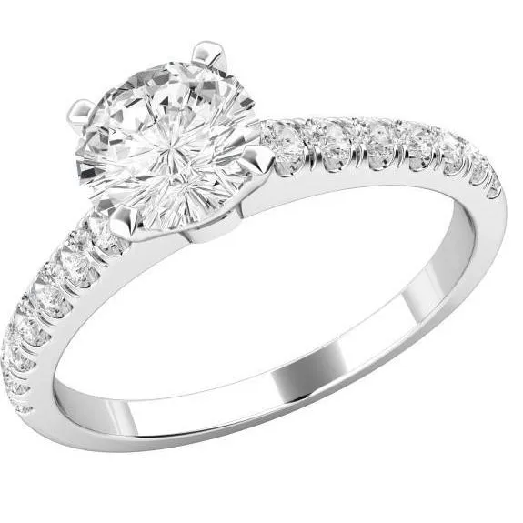 Round 4 Ct Natural Earth Mined Diamonds Wedding Ring With Accents White Gold Jewelry GB Rings Round 4 Ct Natural Earth Mined Diamonds Wedding Ring With Accents White Gold Jewelry GB Rings