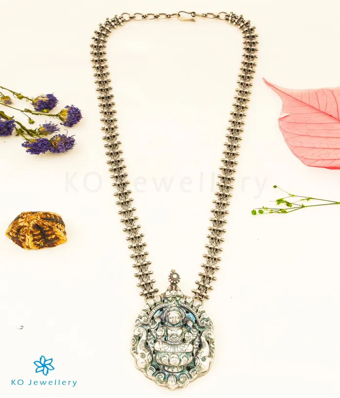 Silversmith Necklaces The Ayudhika Nakkasi Silver Lakshmi Necklace