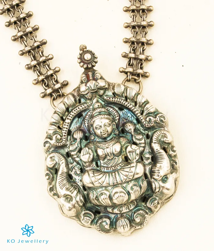 Silversmith Necklaces The Ayudhika Nakkasi Silver Lakshmi Necklace