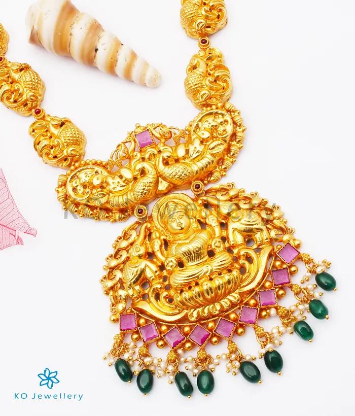 Silversmith Necklaces The Vasudharini Silver Lakshmi Nakkasi Necklace