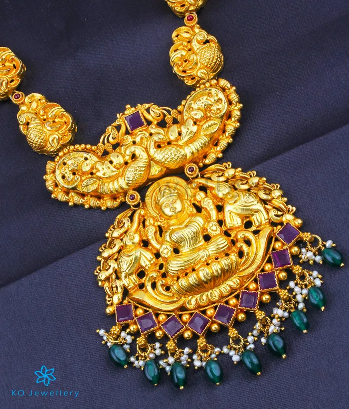 Silversmith Necklaces The Vasudharini Silver Lakshmi Nakkasi Necklace