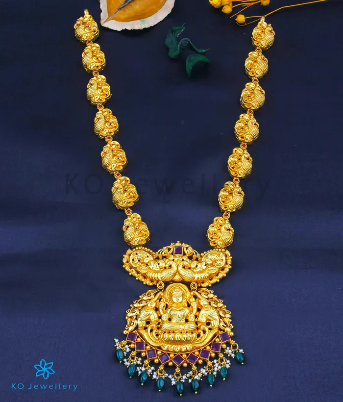 Silversmith Necklaces The Vasudharini Silver Lakshmi Nakkasi Necklace
