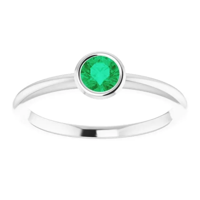 Solitaire Green Emerald Engagement Ring 075 Carats Bezel Setting GB Rings Solitaire Green Emerald Engagement Ring 075 Carats Bezel Setting GB Rings