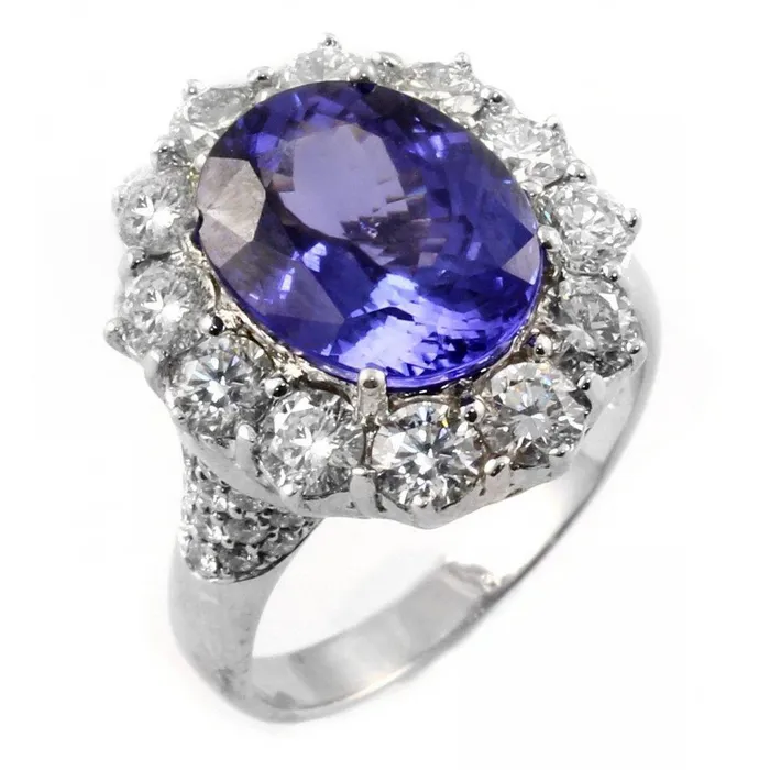 Solitaire With Accent 725 Ct Tanzanite And Natural Earth Mined Diamonds Ring GB Rings Solitaire With Accent 725 Ct Tanzanite And Natural Earth Mined Diamonds Ring GB Rings