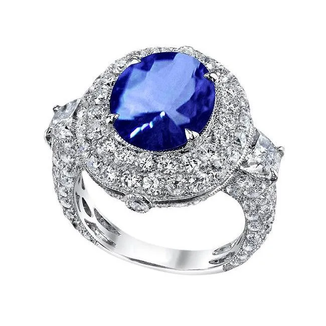 Sri Lankan Sapphire Natural Earth Mined Diamonds 6 Carat Wedding Anniversary Ring GB Rings Sri Lankan Sapphire Natural Earth Mined Diamonds 6 Carat Wedding Anniversary Ring GB Rings