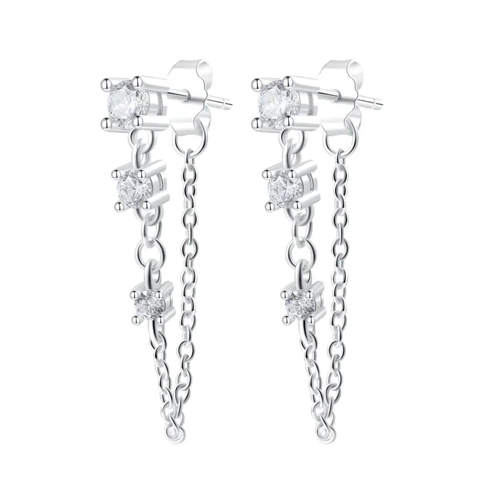 Stardust Chain Stud Earrings Sterling Silver Hey Happiness Earrings