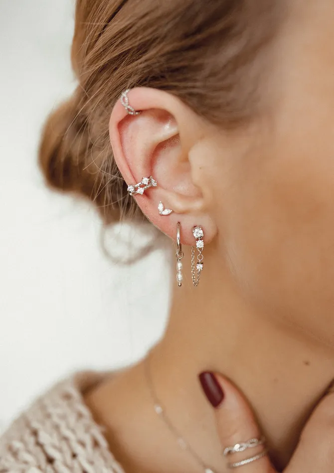 Stardust Chain Stud Earrings Sterling Silver Hey Happiness Earrings