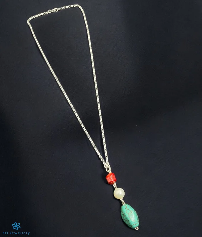 The Aahana Lariat Silver Gemstone Necklace Bharati Necklaces